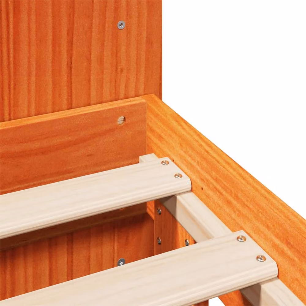 Berkfield Home Rustic Solid Wood Pine Bed Frame, Brown Waxed, W/D/H: 150 x 200 cm – 4