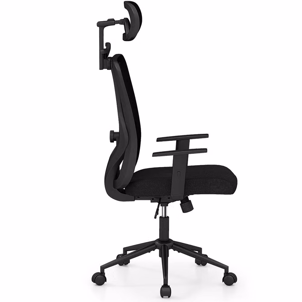 Costway Ergonomic Office Chair in Black with Adjustable Lumbar Support, Armrests and Headrest – 4
