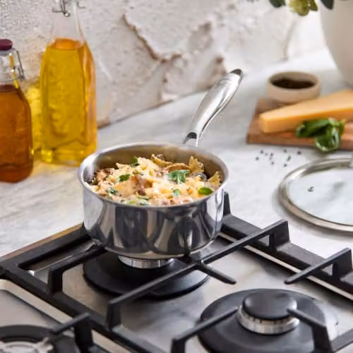 Tower Geo-Clad 18cm Hybrid Ceramic Saucepan with Glass Lid in Silver – 5