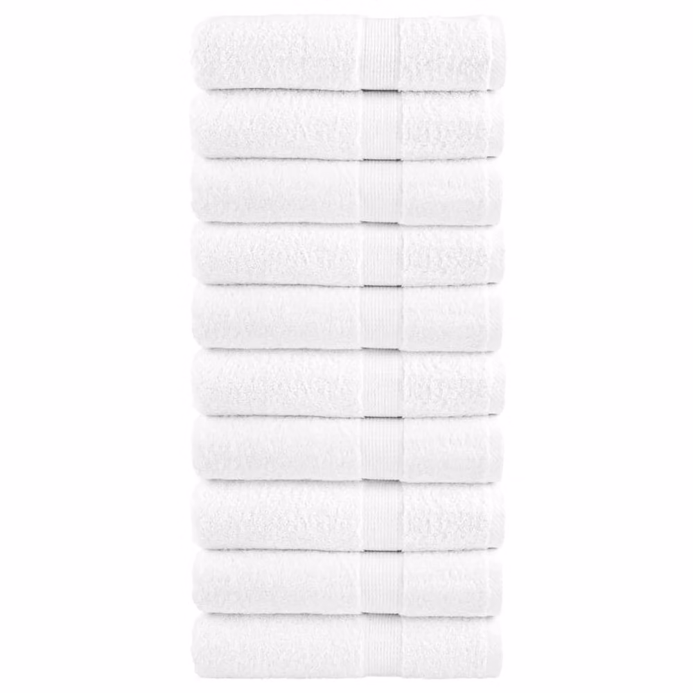 Berkfield Home SOLUND Premium Cotton Terry Hand Towels, 10 Pack, White, W: 50 cm, L: 100 cm, 600gsm – 2