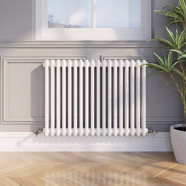 Temprazo Traditional Colosseum Double Bar Column Radiator in White, H: 60.5 cm, W: 30 cm, D: 7 cm