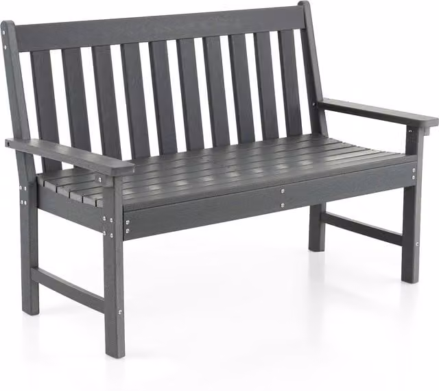 Costway Ergonomic 2 Person Outdoor Loveseat Bench in Grey