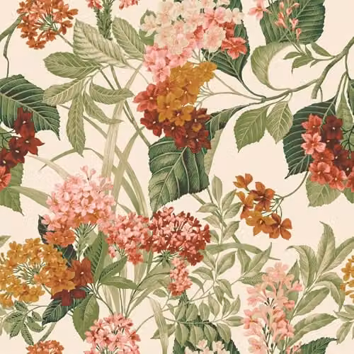 Belgravia Decor Misaki Floral Bold Flower Themed Wallpaper in Sage Green and Orange – 1
