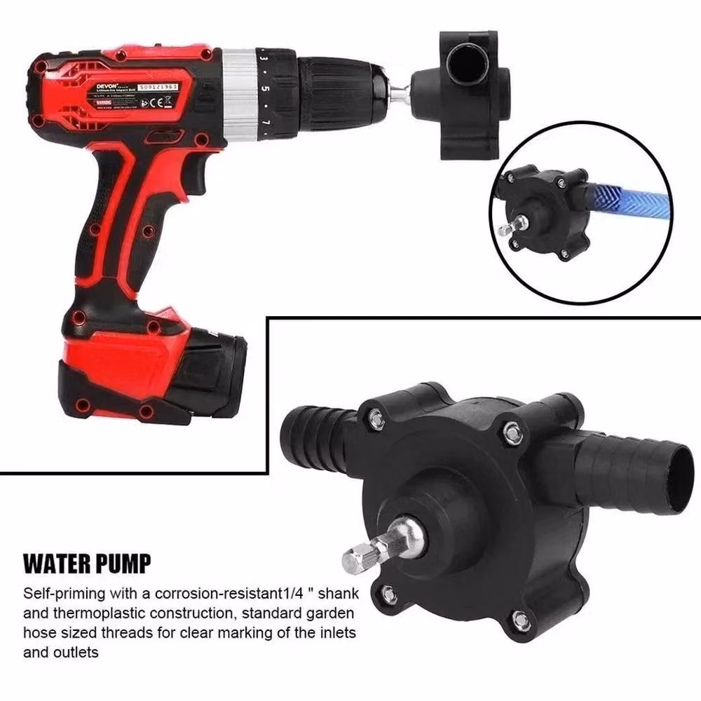 FLAVORA Portable Electric Self-Priming Drill Pump in Black – 3