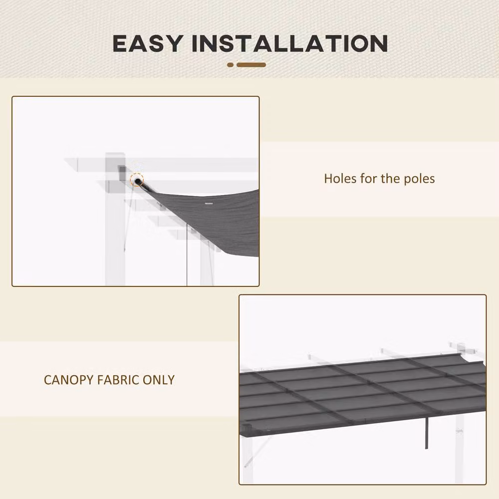 Outsunny Matteo Dark Grey Polyester Retractable Pergola Replacement Canopy W: 400 cm, D: 300 cm – 4