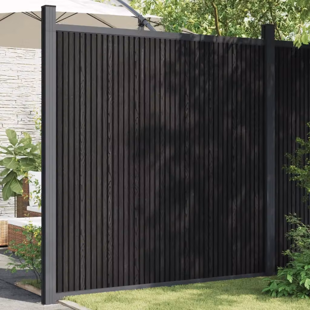 Berkfield Home WPC and Aluminium Fence Panel, Grey, H: 186 cm x W: 180 cm – 2