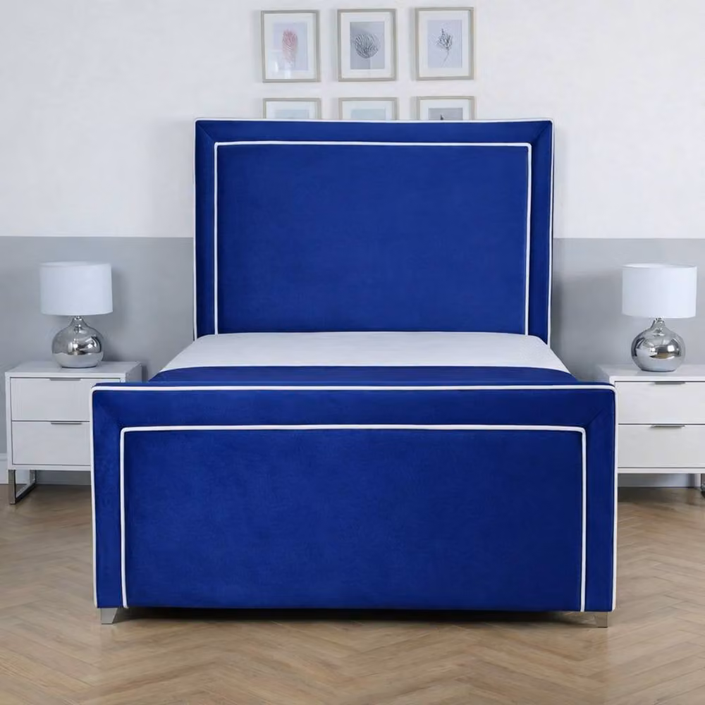 Living Comfort Bedz Verona Blue Velvet Upholstered Gas Lift Storage Bed Frame, W/D/H: 180 x 200 cm – 2