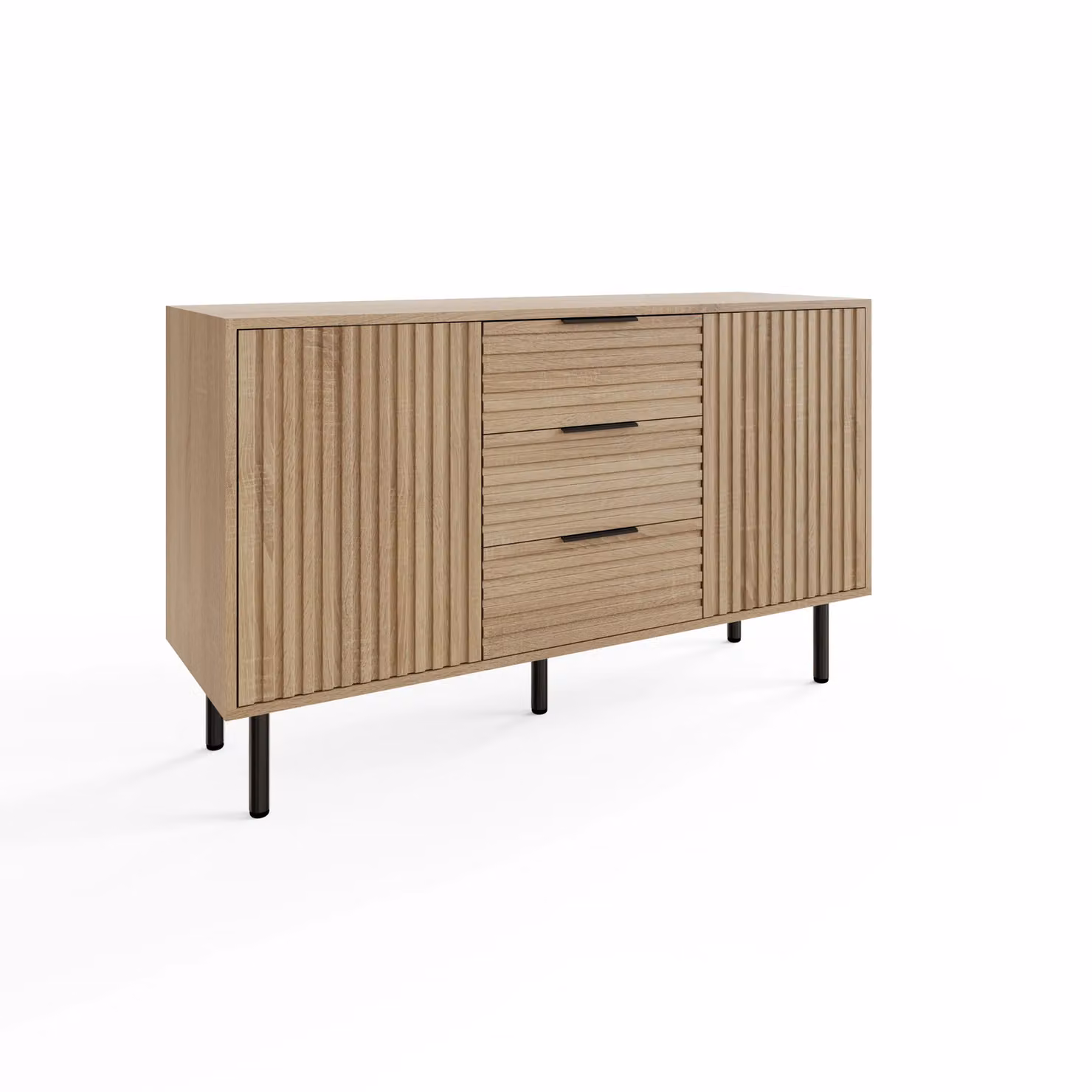GFW Nervata Modern Oak Sideboard with 2 Doors and 3 Drawers – 3