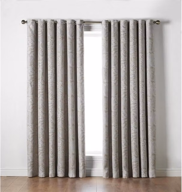Alan Symonds Floral Nature Eyelet Blackout Thermal Insulating Curtains in Yellow and Beige, Height: 183 cm