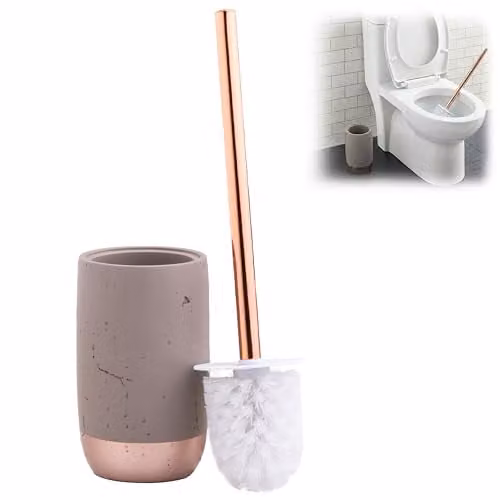 Orsina Neptune Freestanding Toilet Brush and Holder with Brush, Grey and Stone, W/D/H: 10 x 10 x 39 cm – 1