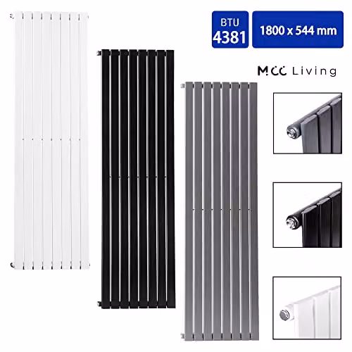 MCC Direct Anthracite Designer Flat Panel Single Central Heating Radiator, H 180 x W 54.4 cm – 2