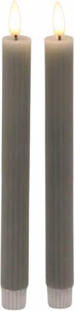 Hill Interiors Luxe Collection Ribbed Taper Candle in Grey – 1