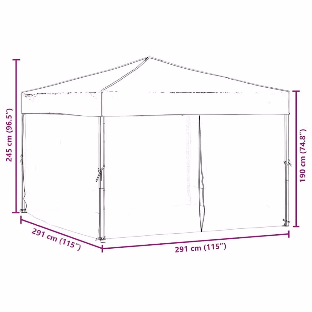 Berkfield Home Folding Party Tent with Sidewalls and Windows in Stone Taupe, W: 300 cm, D: 300 cm, H: 245 cm – 4