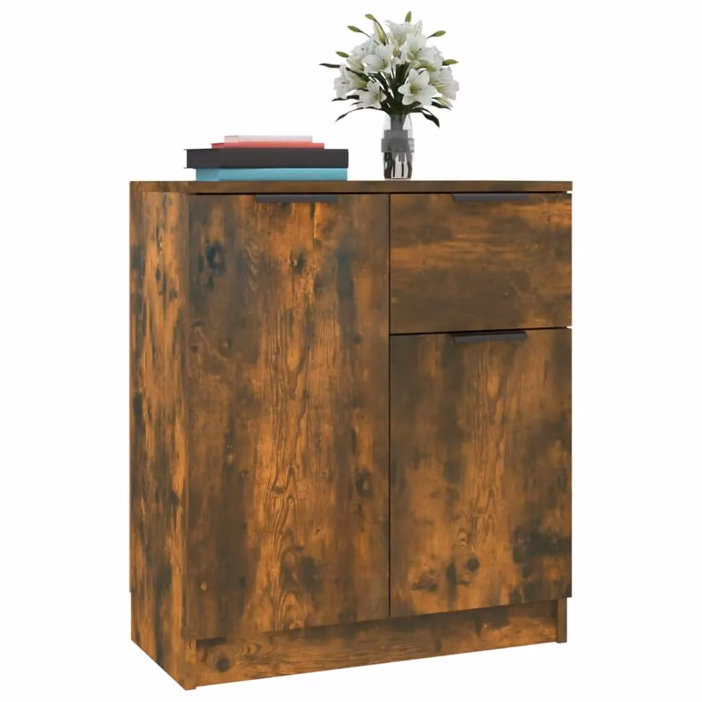 Berkfield Home Set of 2 Smoked Oak Sideboards in Brown, W/D/H: 60 x 30 x 70 cm – 3