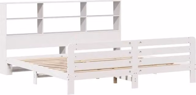 Berkfield Home Super King Solid Wood Bed Frame in White, W/D/H: 180 x 200 x 110 cm