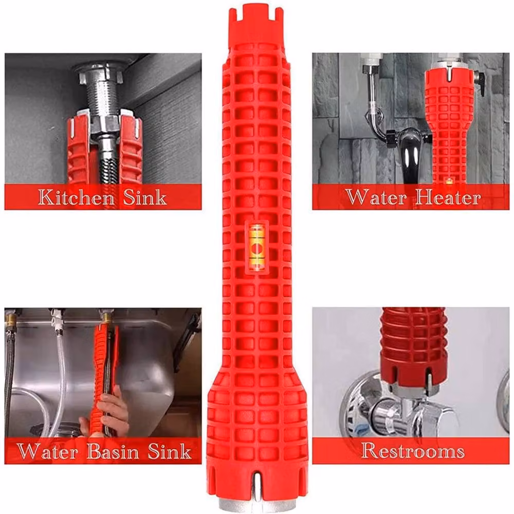 VOGREX 14-in-1 Sink Faucet Wrench and Plumbing Pipe Spanner Kitchen Tool, Red – 6
