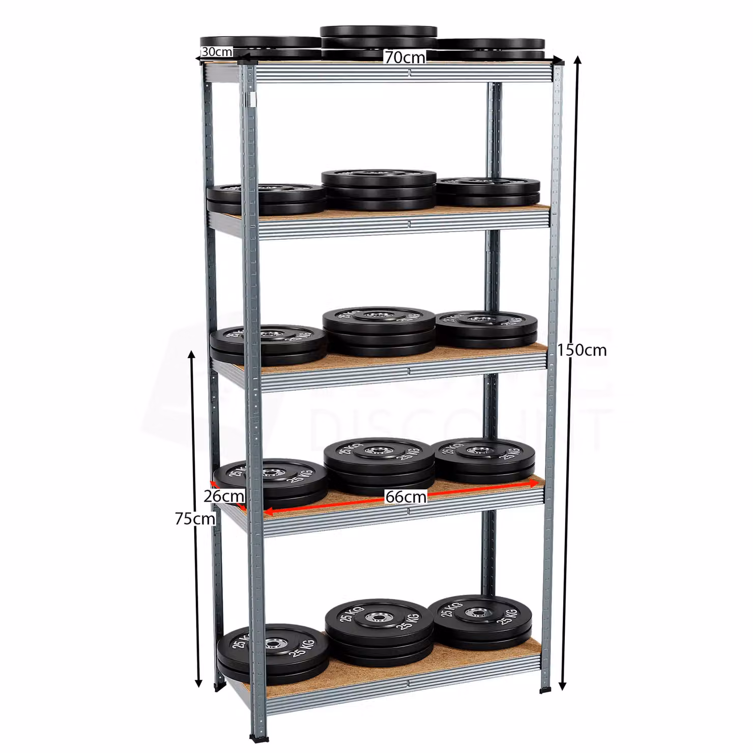 Home Discount Home Vida 5 Tier Garage Storage Shelf in Grey, W/D/H: 150 x 70 x 30 cm – 2