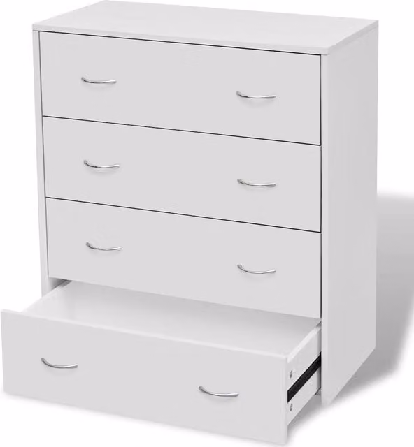Berkfield Home Sideboard with 4 Drawers, White, W: 60 cm, D: 30.5 cm, H: 71 cm – 1