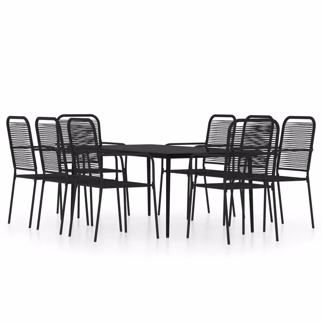 Berkfield Home 9 Piece Modern Garden Dining Set in Matt Black Metal and Glass – 2