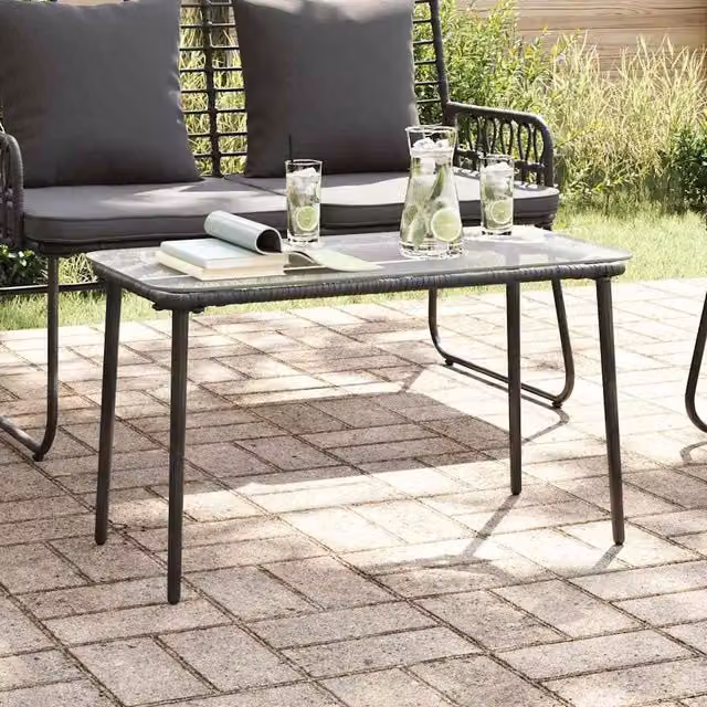 Berkfield Home Black Poly Rattan Garden Table W/D/H: 80 x 40 x 45 cm – 1