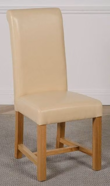 Thats Furniture Washington Synthetic Leather Dining Chairs in Beige with Oak Wood Legs