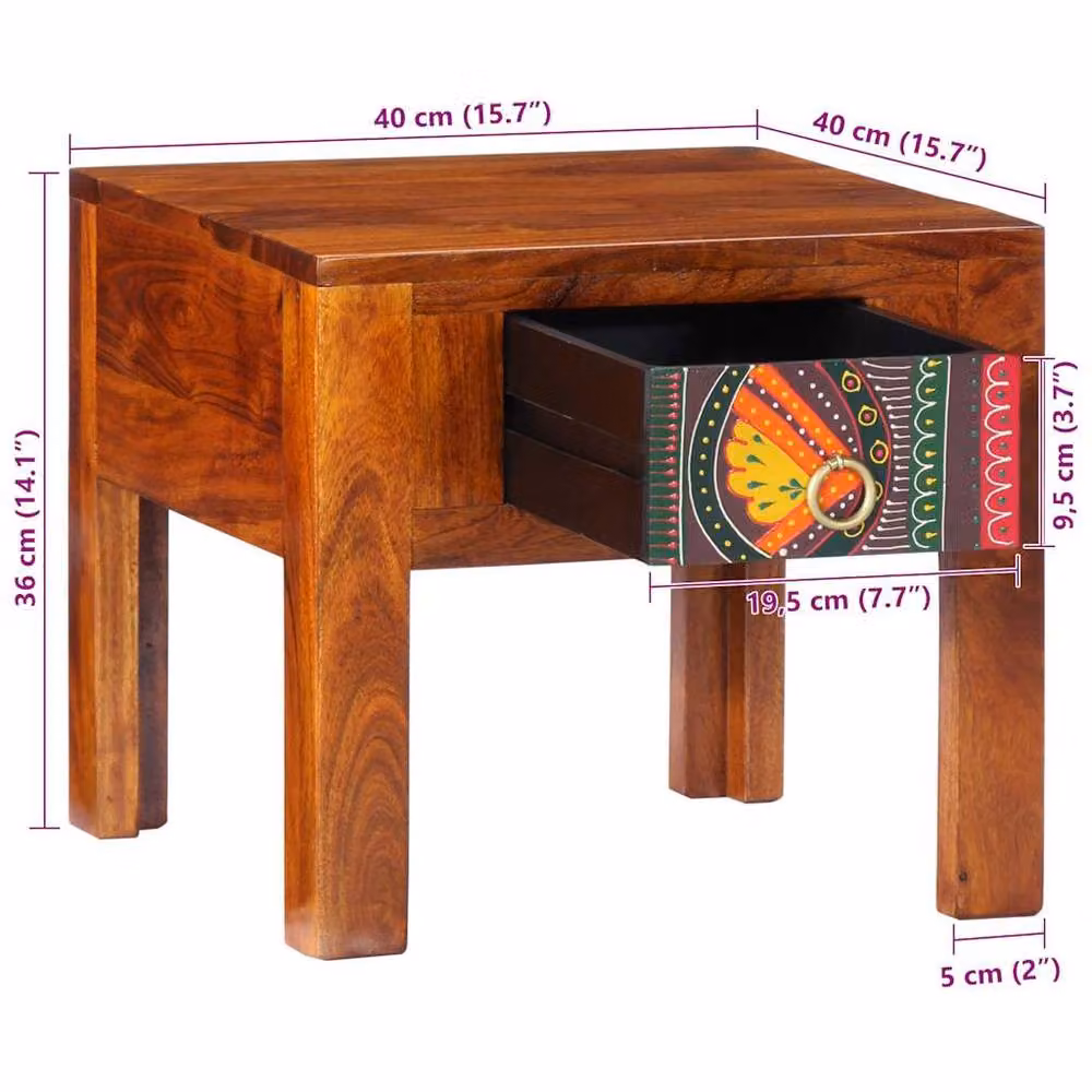 Berkfield Home Set of 2 Acacia Wood Bedside Cabinets in Brown, W/D/H: 40 x 40 x 36 cm – 5