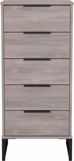 Ready Assembled 2 U Fuji 5 Drawer Tallboy in Light Grey with Soft Close Drawers – 1