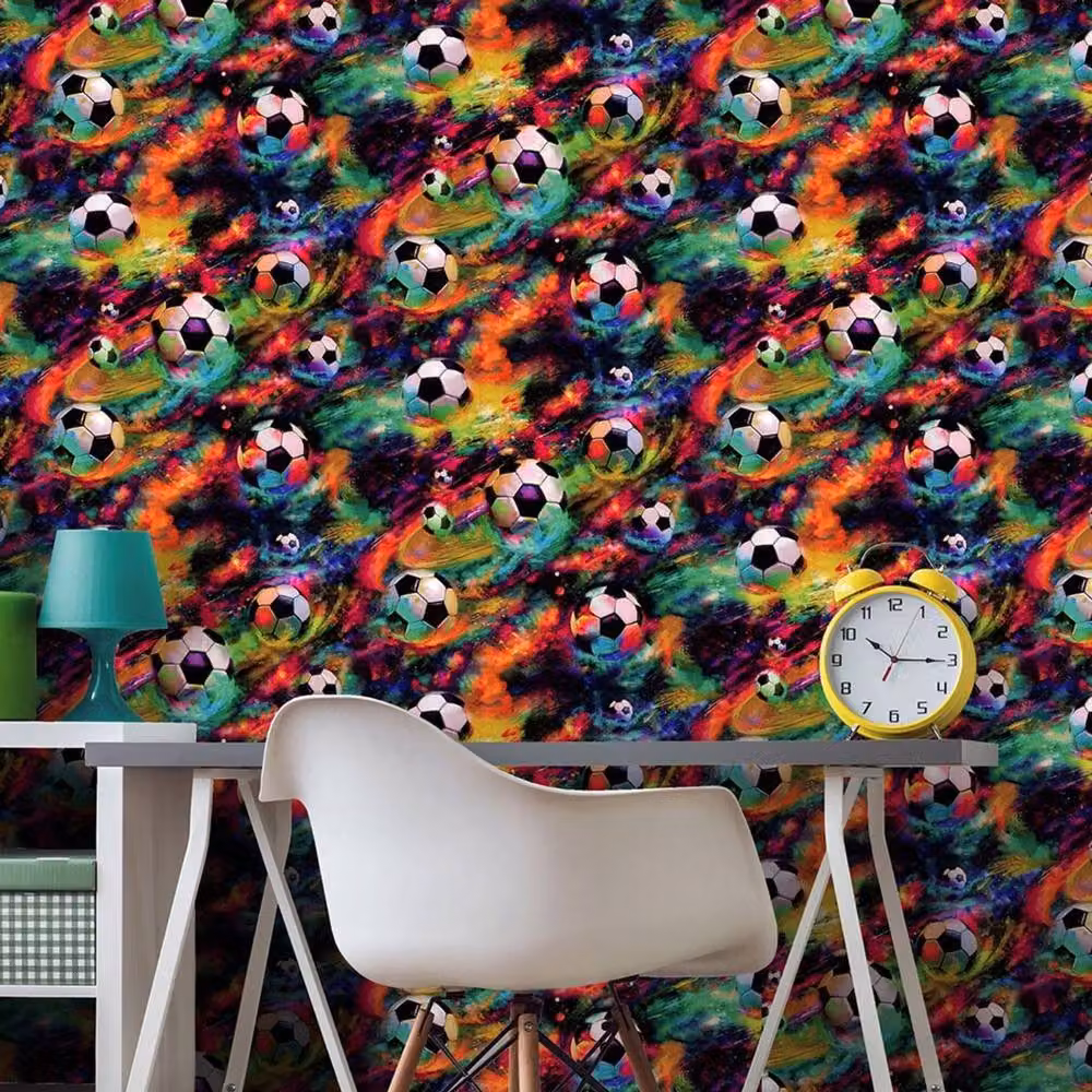 Holden Décor Football Galaxy Abstract Multicolour Matt Wallpaper Roll – 3