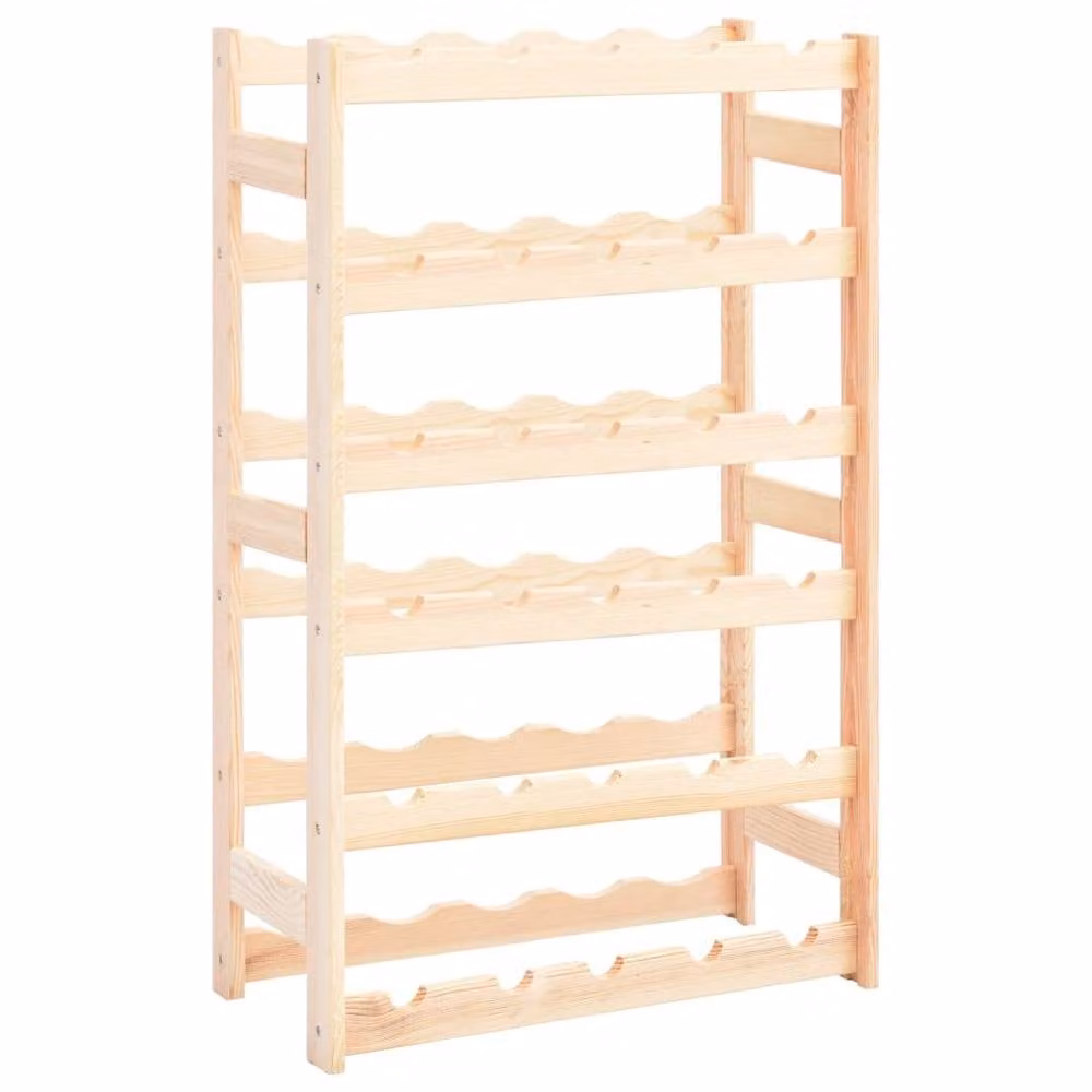 Berkfield Home Wall Mounted Pinewood Wine Rack for 30 Bottles in Beige, W/D/H: 86 x 25 x 53 cm