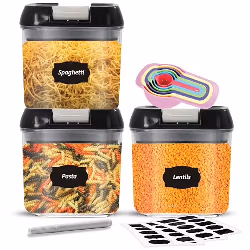 Top 3 Airtight and Leakproof Stackable Food Storage Containers, Pack of 3 x 0.5 l, Transparent Plastic and Silicone