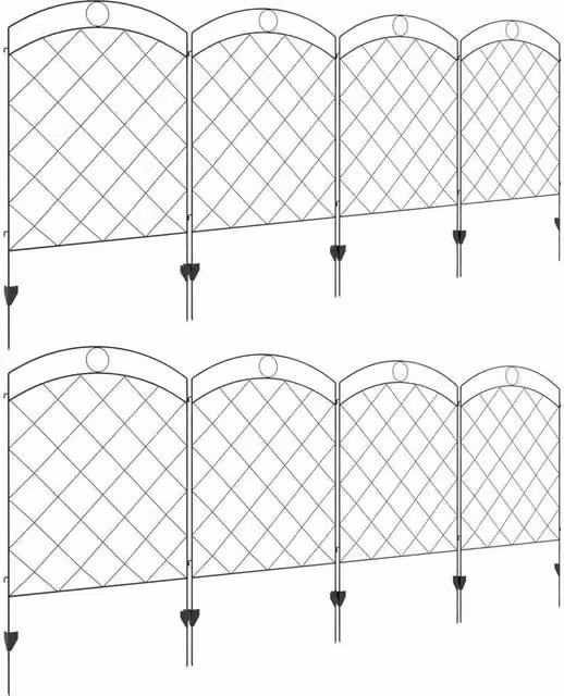 KORVIXA 8-Piece Decorative Metal Garden Fencing in Black, Height: 110 cm – 1
