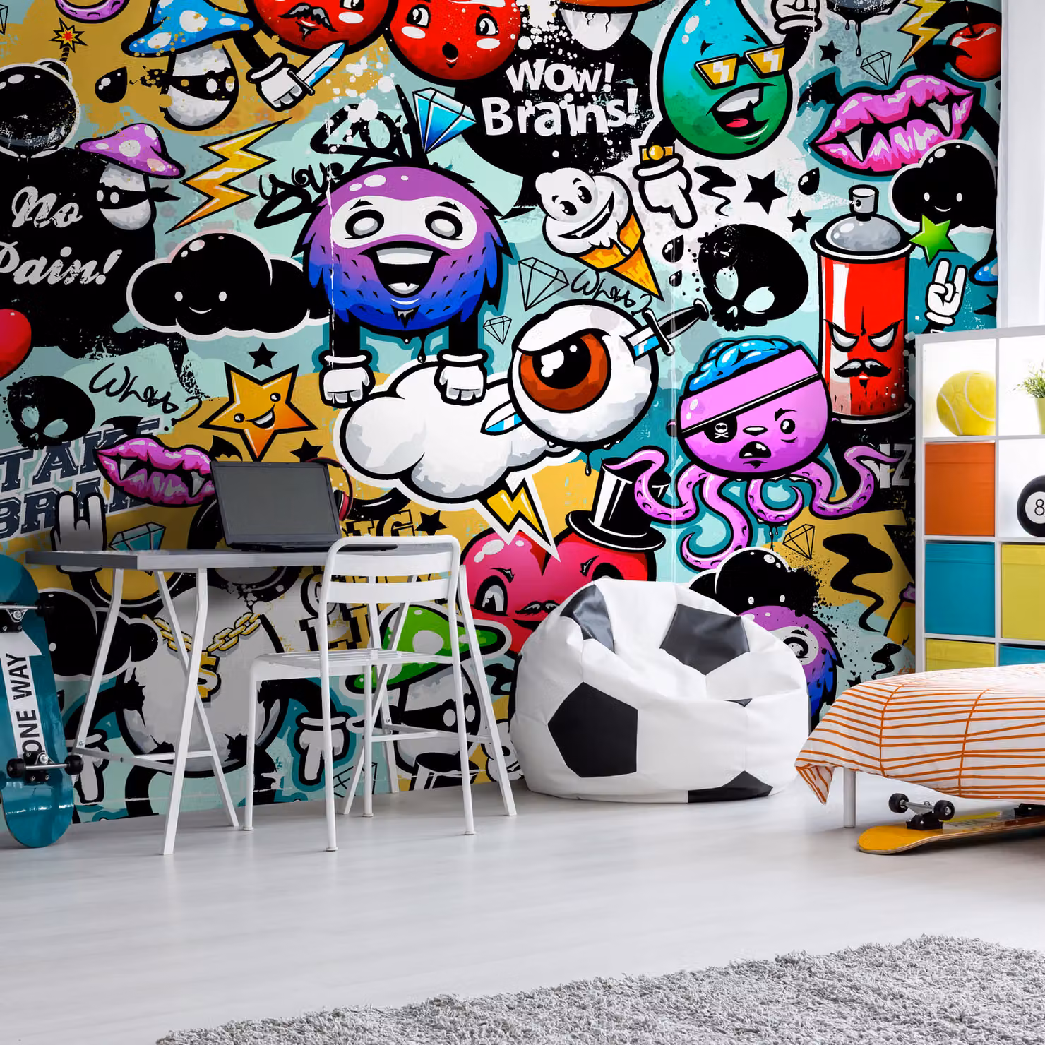 Origin Murals Graffiti Monster Abstract Wall Mural, Multicolour, W: 300 cm, H: 240 cm – 4