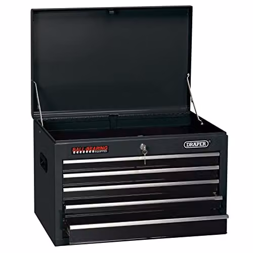 Draper Lockable 5 Drawer Steel Tool Chest in Black