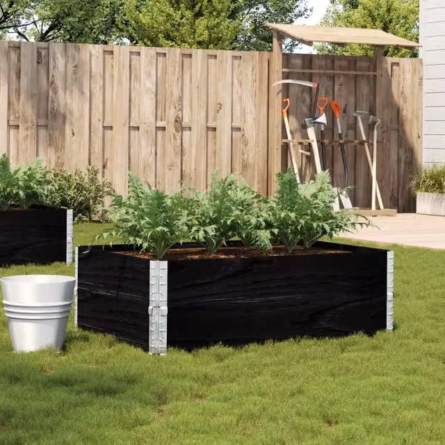 Berkfield Home Garden Black Wooden Raised Bed Planter with Galvanised Steel W: 120 cm, D: 80 cm – 1