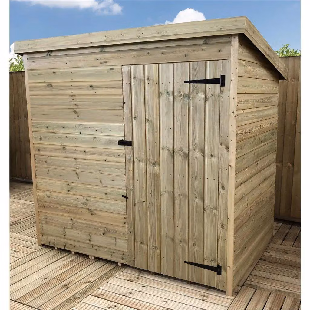 Marlborough Pressure Treated Pent Garden Shed with Single Door in Brown – 2