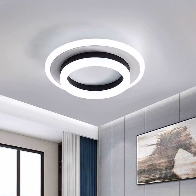 Pheashine Modern LED Round Ceiling Light, White and Black, 24W, 6500K Cool White, Diameter: 20 cm – 1