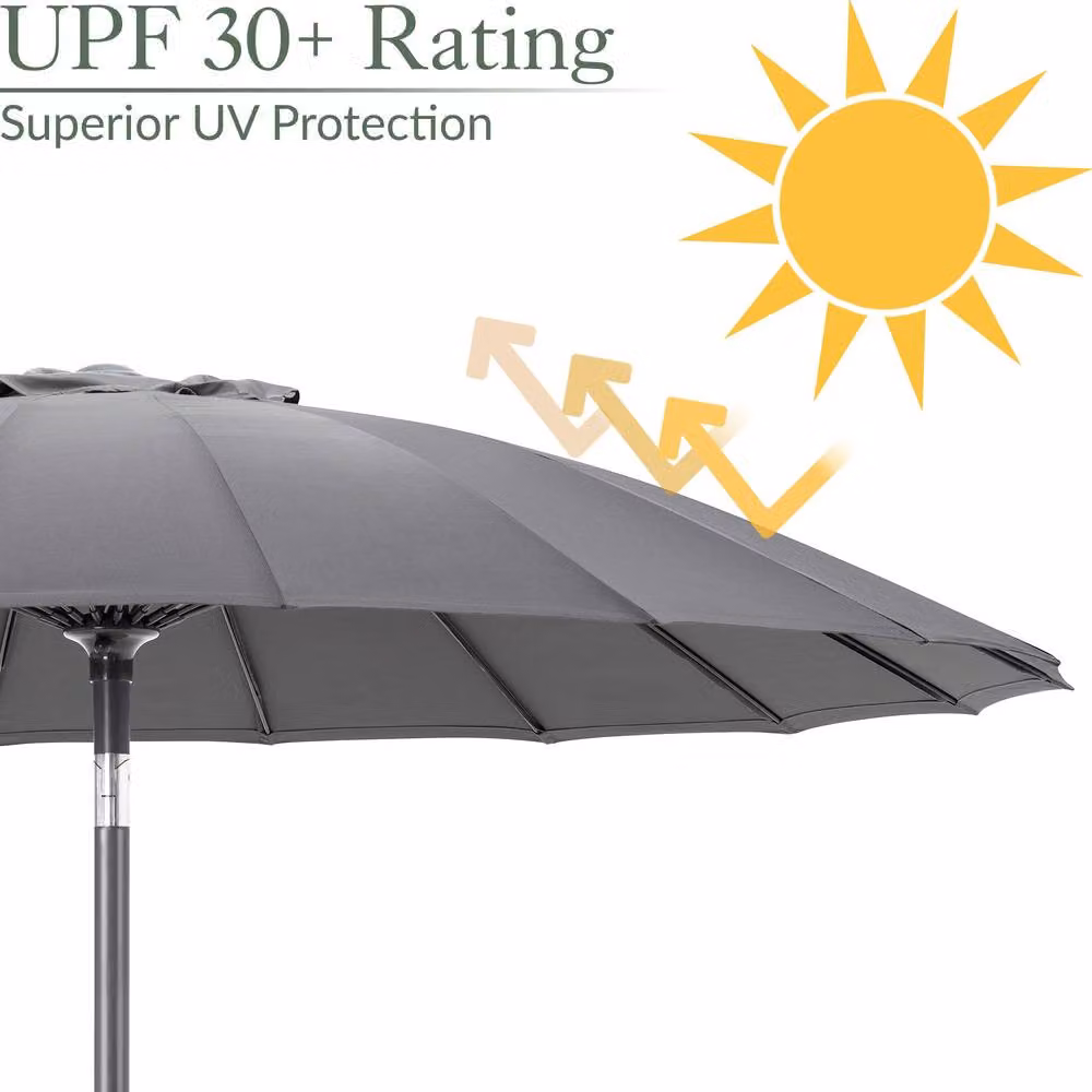 Christow Shanghai Garden Umbrella in Grey with Tilting Function and UPF 50+ UV Protection, Diameter: 2 m – 3