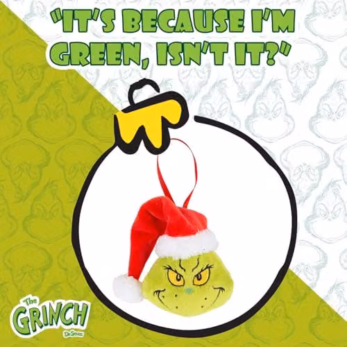 VFM e-Store Grinch Christmas Tree Hanging Ornament, Green, W: 10 cm, H: 8 cm – 4
