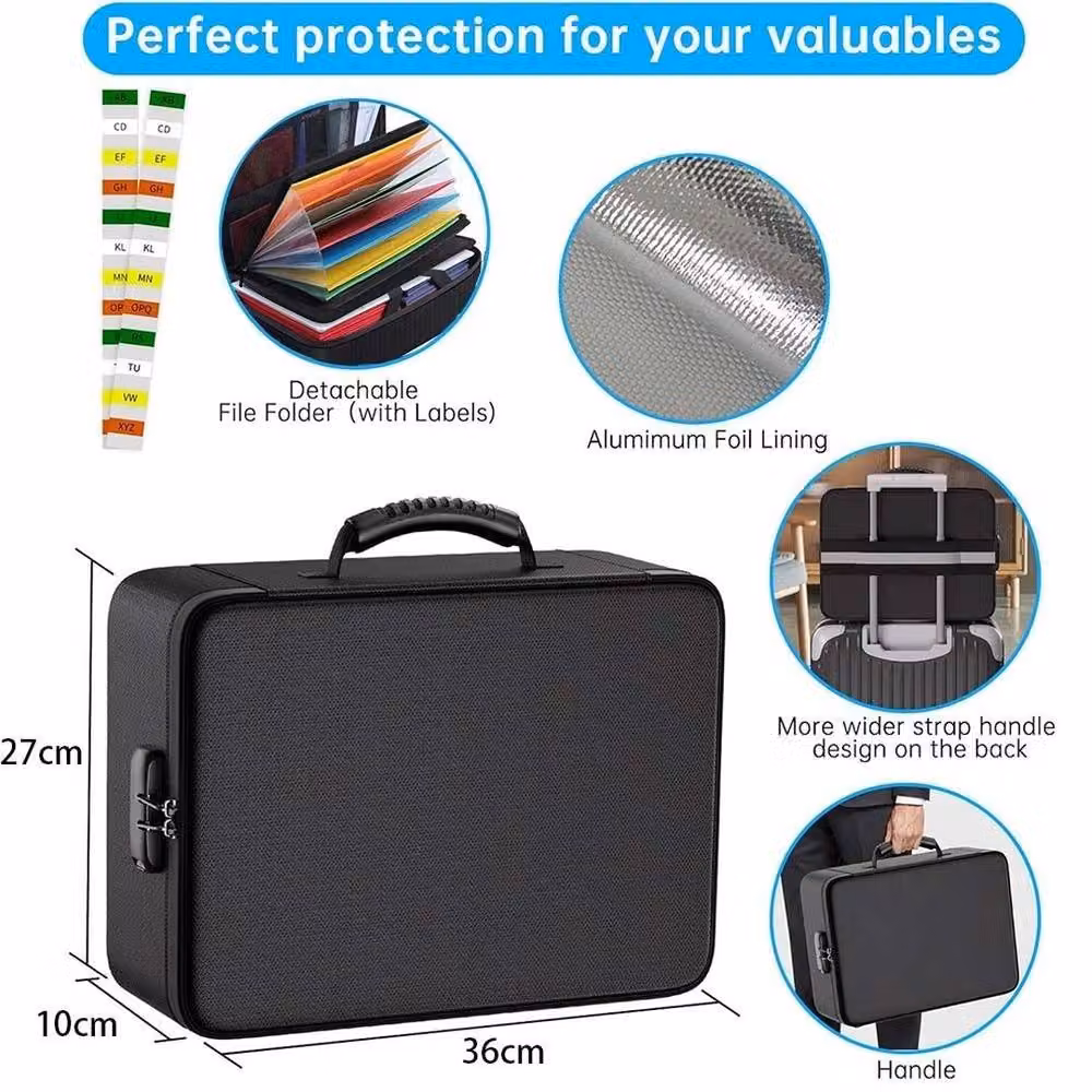 KORVIXA Waterproof Document Organizer Box with Lock, Black, W/D/H: 38.5 x 12.1 x 11.0 cm – 2