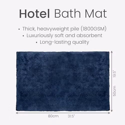Allure Bath Fashions Non-Slip Cotton Bath Mat, Blue, W: 80 cm, D: 50 cm – 2