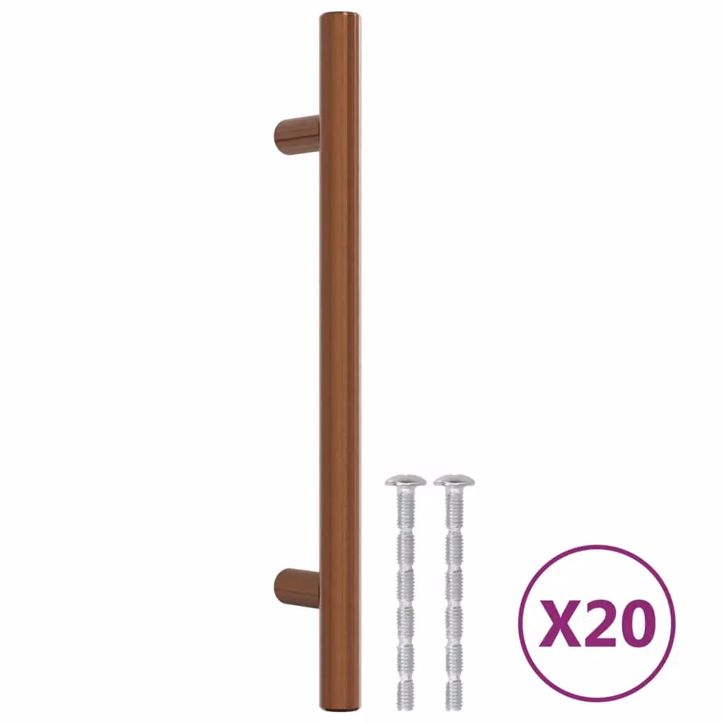 Berkfield Home 20 pack of bronze stainless steel bar cabinet handles in brown, 160 mm – 2