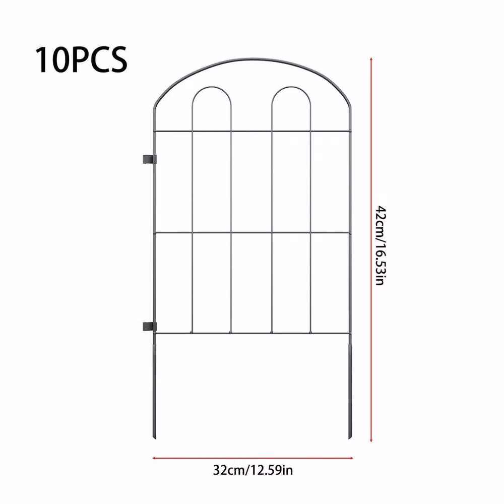 EONLION 10-Piece Rustproof Metal Garden Fence Flower Bed in Black – 2