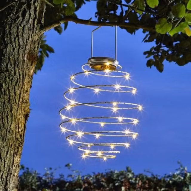 Marco Paul Large Solar Spiral LED Garden Light in White with Dusk Sensor – 1