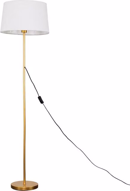 Charlie Gold Floor Lamp with White Linen Shade