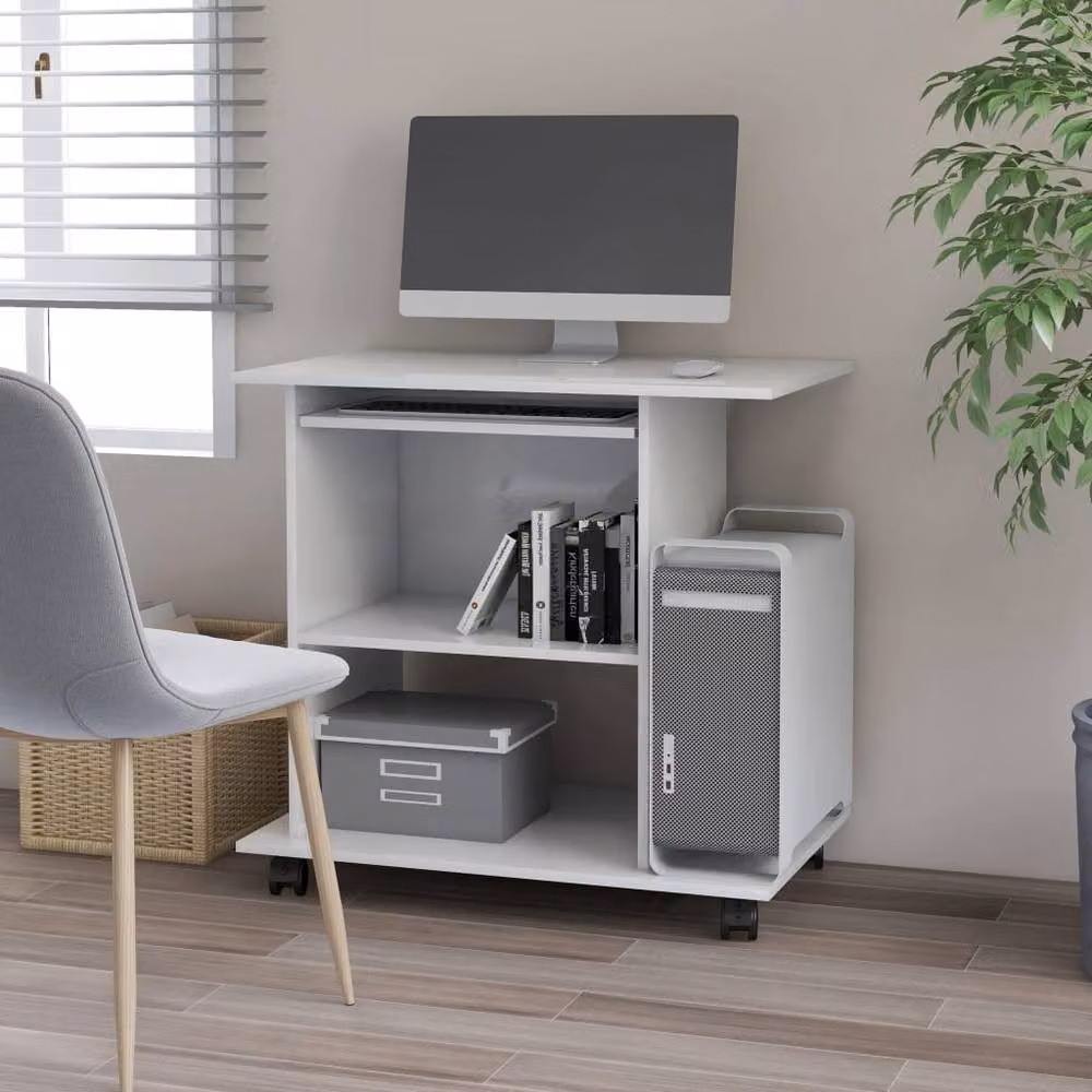 Berkfield Home Modern Computer Desk in White, W/D/H: 80 x 50 x 75 cm – 2