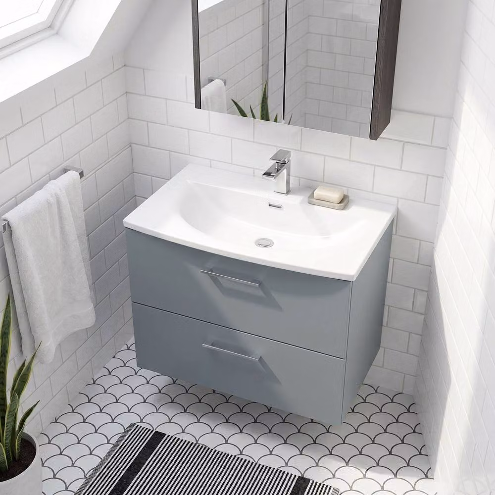 Balterley Winshill Contemporary 2 Drawer Wall Hung Vanity Basin Unit, Grey – 2