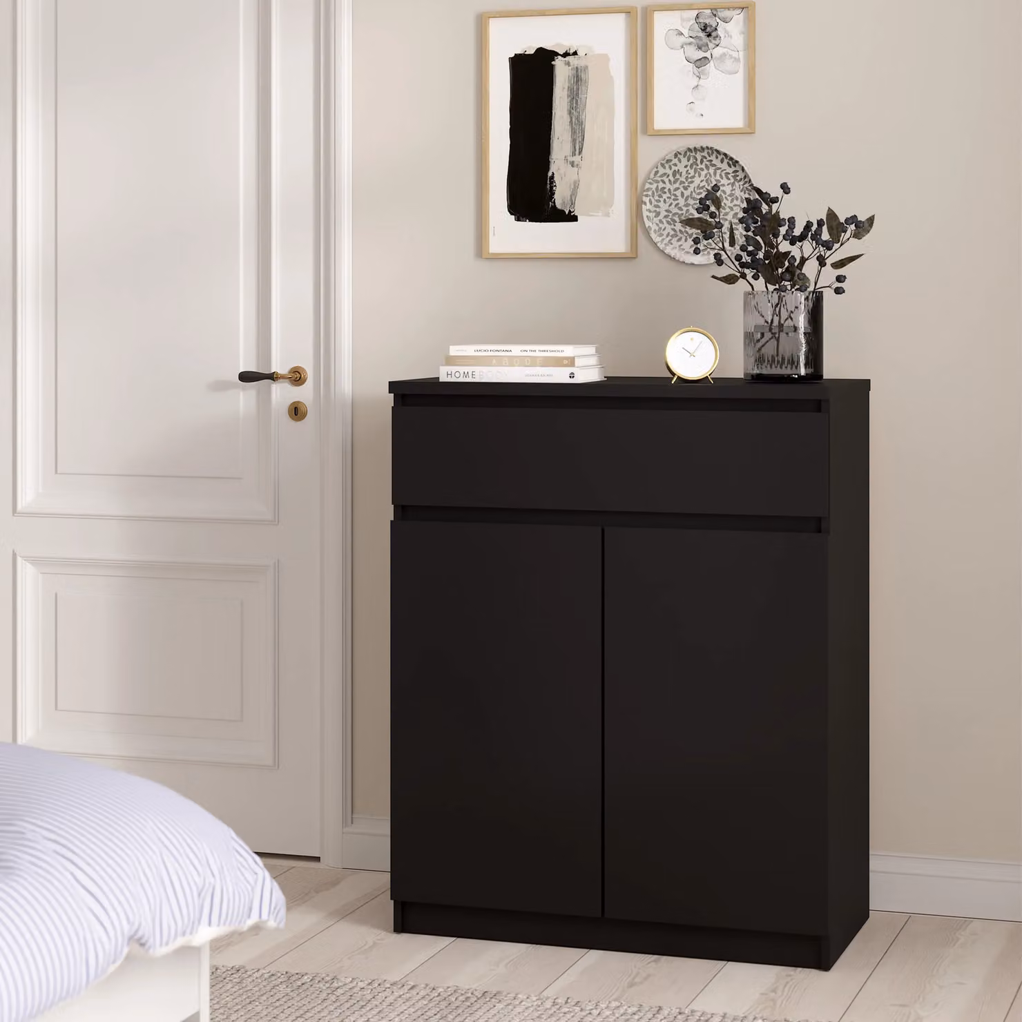 Furniture To Go Naia Modern Matt Black Sideboard with 1 Drawer and 2 Doors – 3
