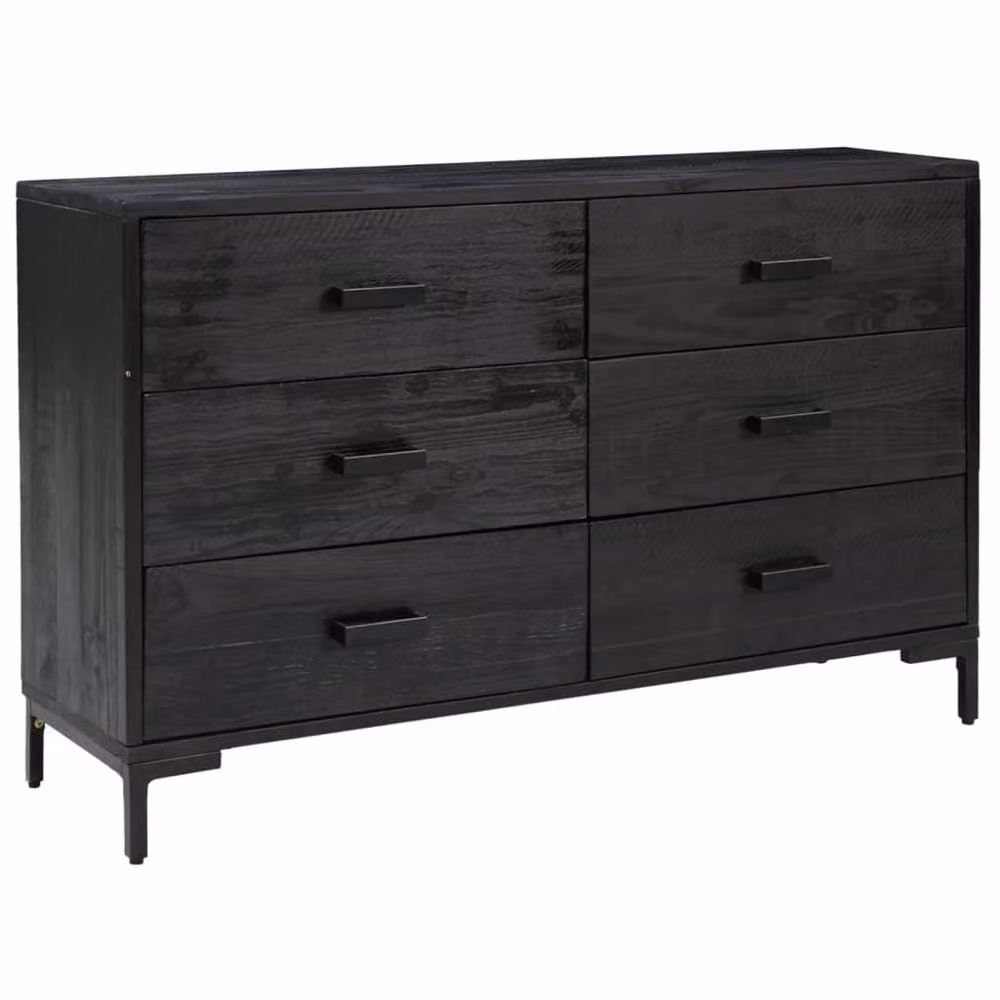 Berkfield Home Black Vintage Sideboard in Solid Pinewood, W/D/H: 110 x 35 x 70 cm – 2