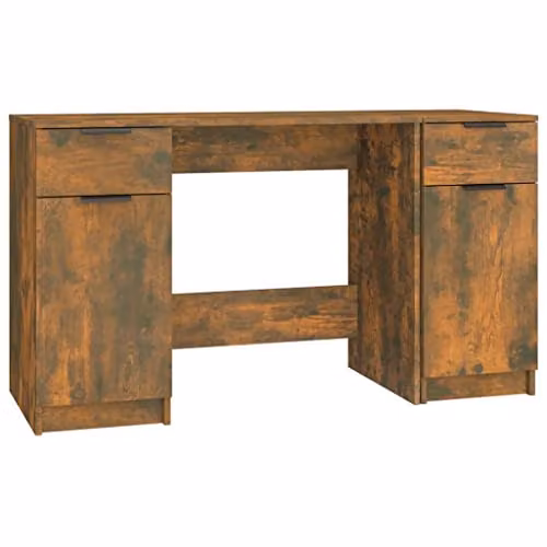 vidaXL Modern Writing Desk with Side Cabinet in Brown Oak Engineered Wood, W: 100 cm, D: 50 cm, H: 75 cm