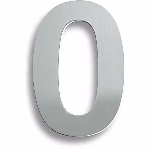 Loops Satin Stainless Steel Front Door Numeral 0 in Silver